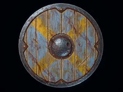Medieval Round Shield Low-poly 3D model purchase