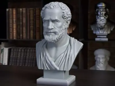 Democritus Bust Sculpture 3D Print Model STL File 3D print model