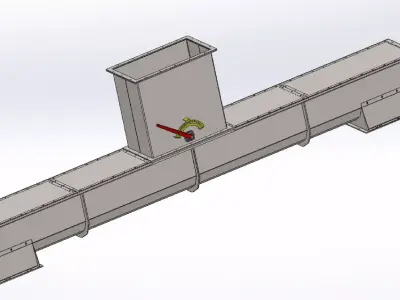 500x6000 mm double discharge screw conveyor 3D model