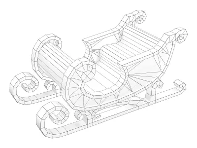 Santa Sleigh Low-poly 3D model