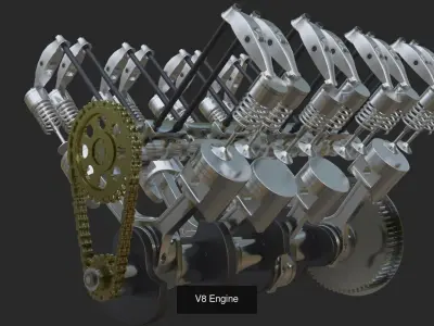 3 Animated Engines 3D Model Pack