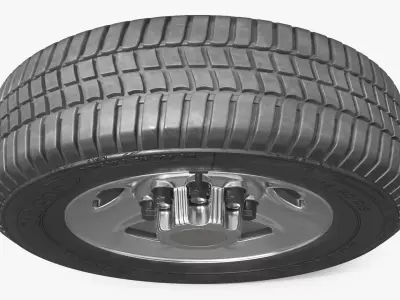 Truck Tire with Steel Wheel Rim Silver 3D model