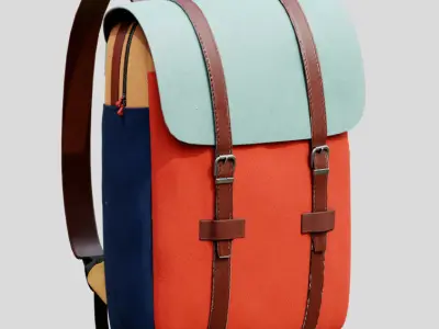 Canvas Backpack Low-poly 3D model