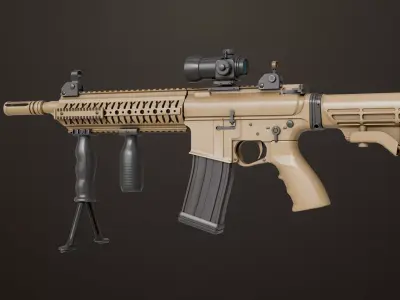 Machine Gun 17 Sandal All PBR Unity UE Textures Low-poly 3D model