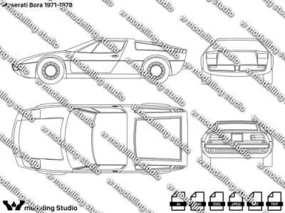 Maserati Bora 1971-1978 blueprint Texture