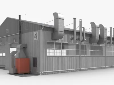 Manufacturing Plant Simplified Rigged 3D model