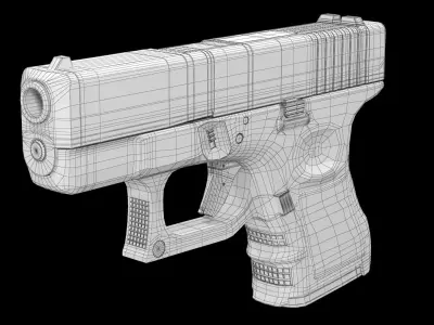 Glock 26 Pink Low-poly 3D model