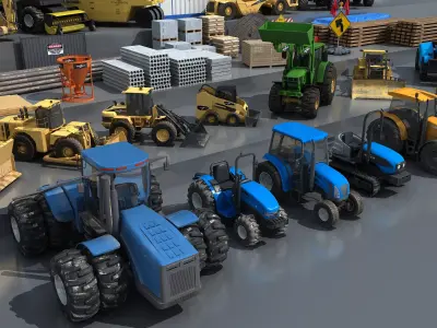 Large construction vehicles-agricultural machinery 3D model