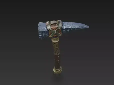 Fantasy Runed Stone Warhammer  Stylized Scanned Prop 3D model