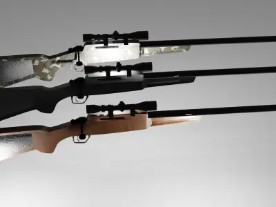Scoped Bolt Action Sniper Rifle Low-poly 3D model