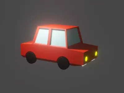 Red Low Poly Car  Free 3D model