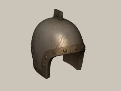 Chinese Rust Medieval Helmet - Character Design Low-poly 3D model