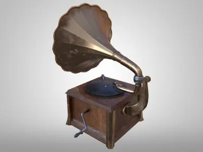 Gramophone antique Low-poly 3D model