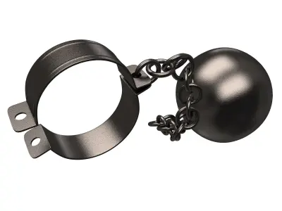 Handcuff ball and chain Low-poly 3D model