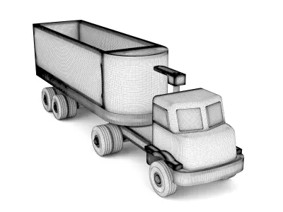 Wooden toy truck 12 3D model