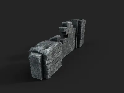 Old Ruined Wall Low-poly 3D model