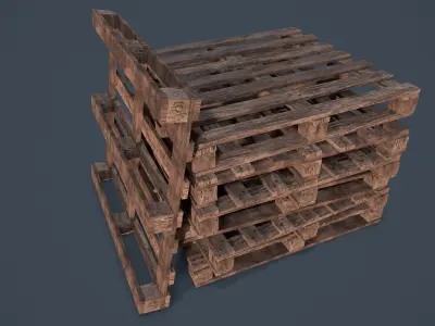 Stack of Pallets Low-poly 3D model