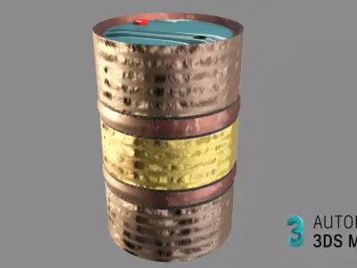 Industrial Steel Barrel  Low-poly 3D model