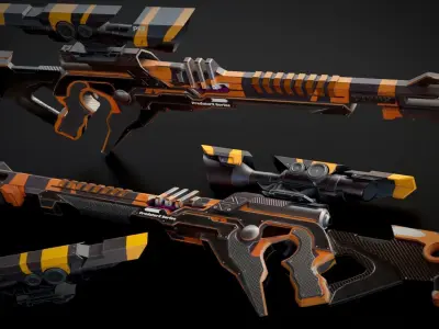 Stylized Sci-Fi Assault Laser Rifle Low-poly 3D model
