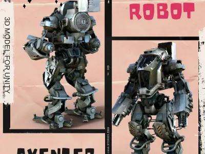 Avenger robot Low-poly 3D model
