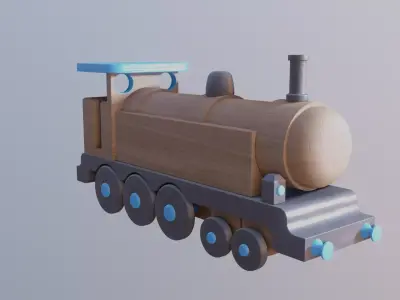 WOODEN LARGE TRAIN TOY - RogueFilmProductions Low-poly 3D model
