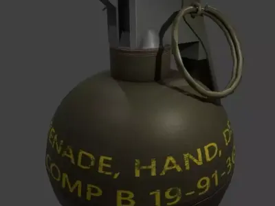 M67 Grenade Low-poly 3D model 2