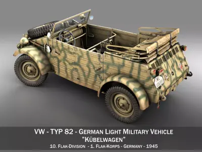 VW - Typ 82 - Kuebelwagen - 10 Flak Division 3D model