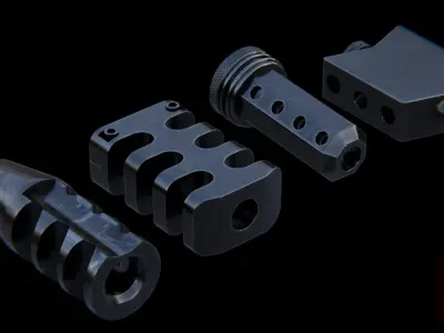 PBR Muzzle Collection low-poly 3d model two plastic parts for... Low-poly 3D model