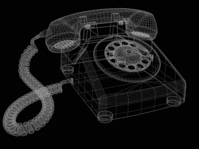 70s Retro Rotary Telephone Low-poly 3D model