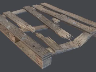 Old Palette damaged Low-poly 3D model