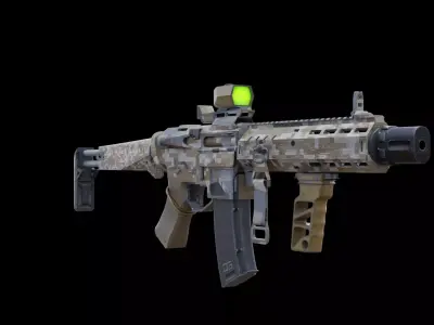 Sci-Fi Military Assault Rifle Game Ready Low Poly Low-poly 3D model