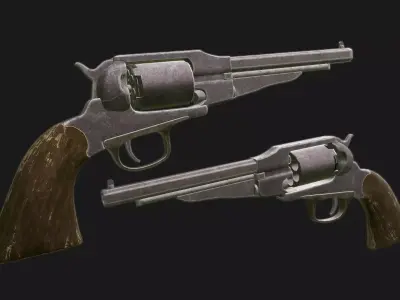 1858 Remington PBR Game Ready Free low-poly 3D model