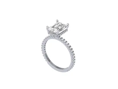 Emerald Solitaire Ring With Hidden Halo 3D print model purchase