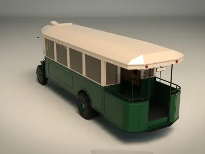 Low Poly Vintage Bus 03 Low-poly 3D model