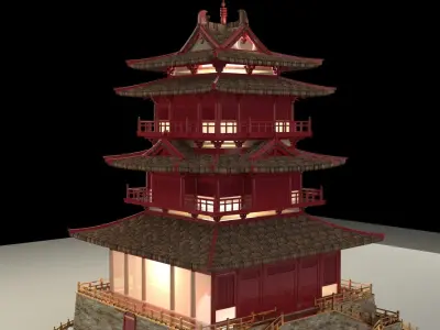 Chinese ancient house  3D model 11