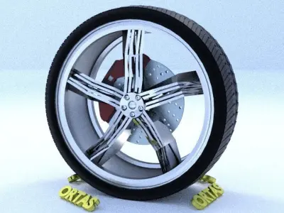ORTAS CAR RIM 36 GAME READY RIM TIRE AND DISC 3D model