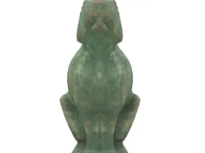 Rabbit rusted statues Low-poly 3D model