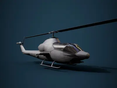 Low-Poly Helicopter 3D Model  PBR Textured Game-Ready 2024 Polys Low-poly 3D model