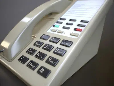 Office Basic Telephone white color Low-poly 3D model