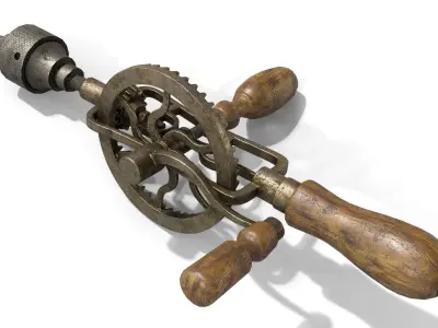 Old Hand Drill Low-poly 3D model