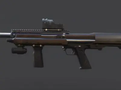 Shotgun gun with light Low-poly 3D model