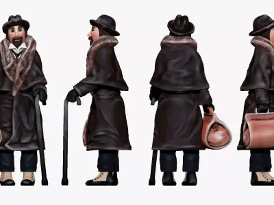 001355 man with cozy beard and in black winter jacket 3D model
