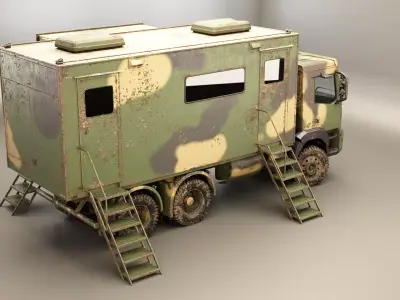 Generic Military Command Truck Sand Camo Dirt and Rust 3D model