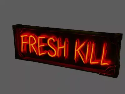 Stylized Neon Signboard - Fresh Kill Horror  Cyberpunk Sign 3D model