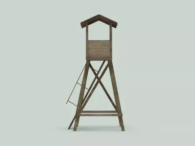  Low Poly Watchtower Game Ready  Low-poly 3D model