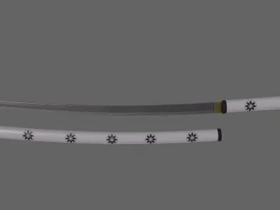 PBR Katana Japanese Sword White V3 Low-poly 3D model