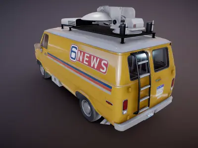 80s News van Low-poly 3D model