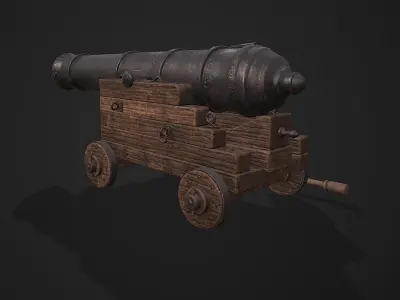 Pirate cannon Low-poly 3D model get