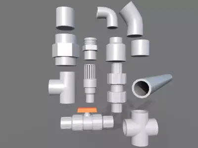 Plastic Pipes Low-poly 3D model