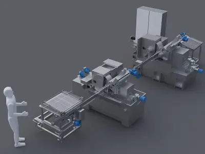Fully automatic feeding system grinding production line 3D model